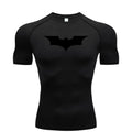 Men Bat Print Compression T Shirt Short Sleeve Gym Running Fitness Tee