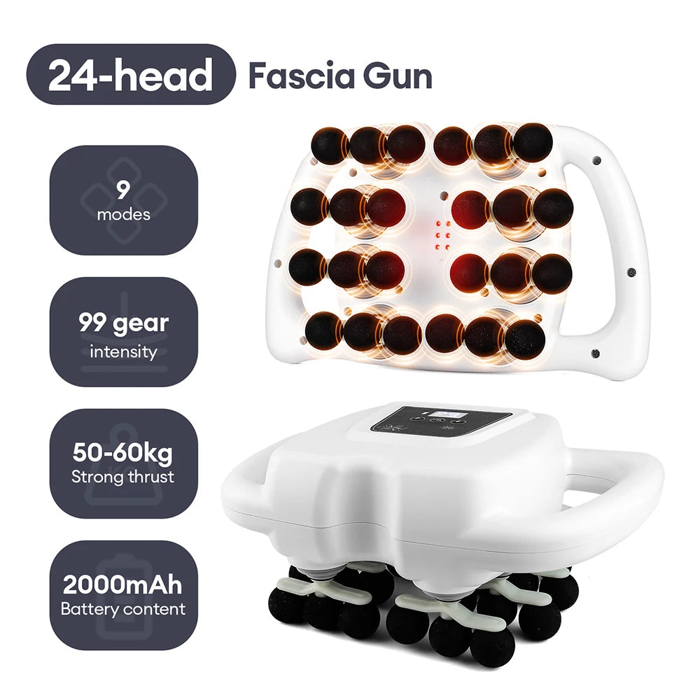 42 Heads Massage Gun Deep Tissue Muscle Massager High Frequency Body Fascia Gun for Back Neck Shoulder