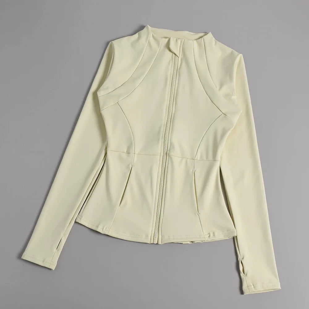 Women Long Sleeve Yoga Jacket Slim Fit Fitness Sports Top
