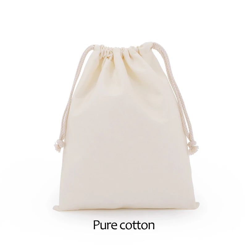 Cotton Drawstring Storage Bag Reusable Canvas Gift Pouch Dustproof Organizer