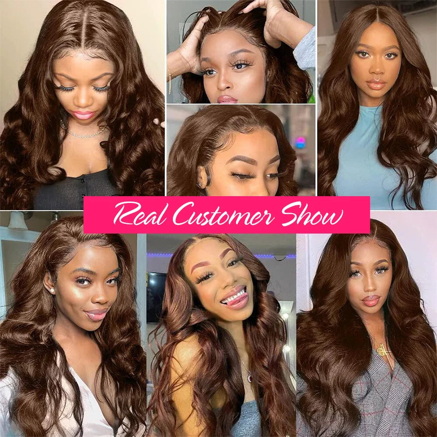 Chocolate Brown Wig – Body Wave HD Lace Front Human Hair Wig