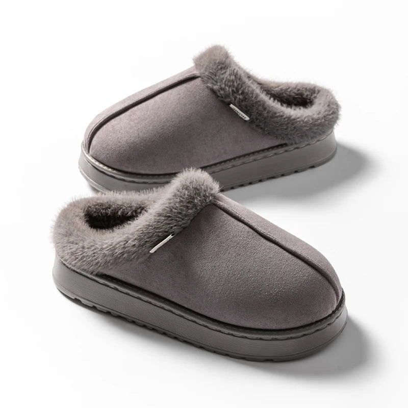 Fluffy Slippers Winter Warm Plush Indoor Shoes Non Slip EVA Thick Sole Home Slippers Women Men