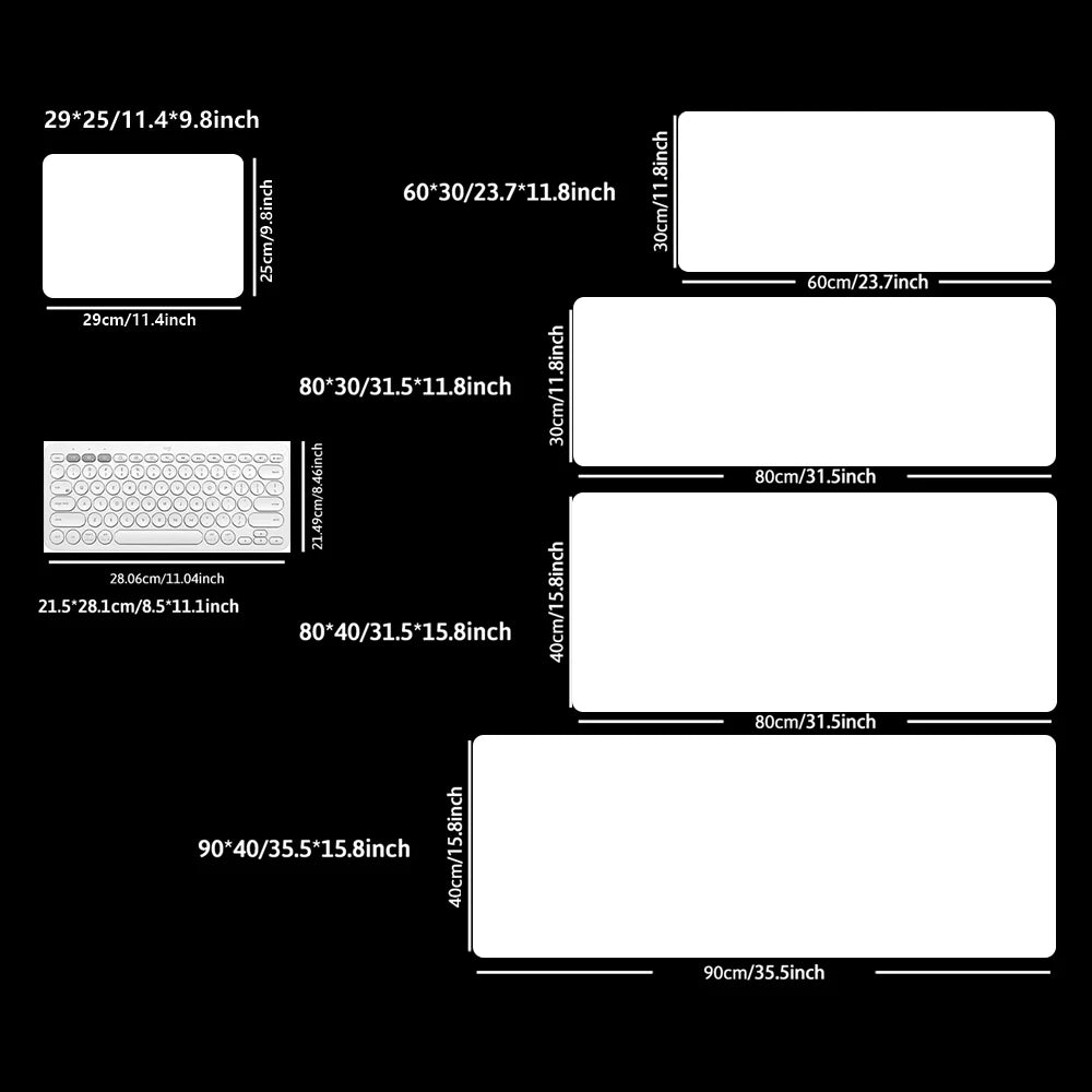 White XXL Mouse Pad Extended Desk Mat Non Slip Stitched Edge for Keyboard Laptop
