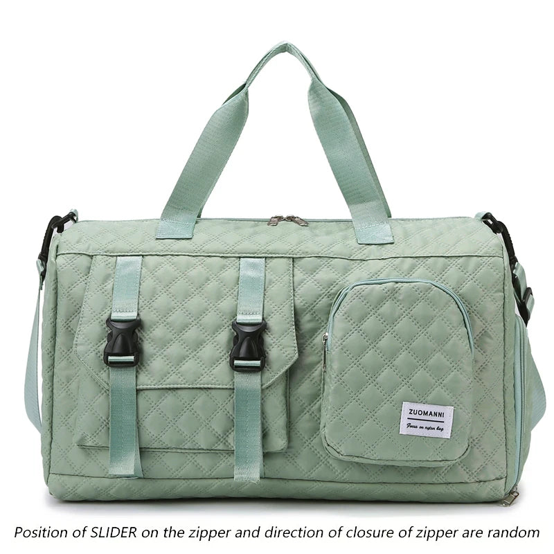 Quilted Travel Duffel Bag Women Large Capacity Gym Bag Waterproof Weekend Overnight Tote
