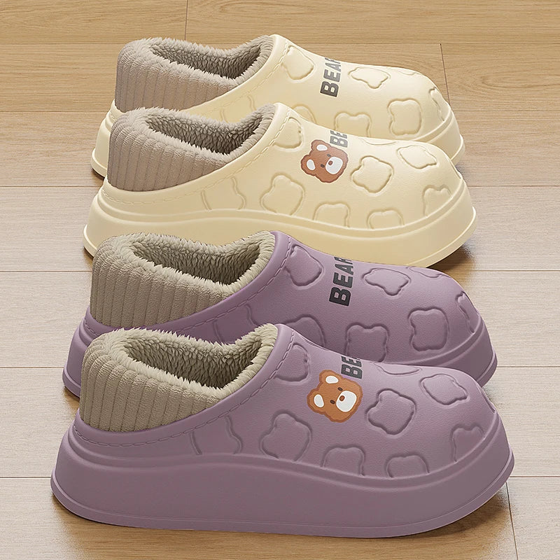 Waterproof Winter Plush Slippers for Women and Men