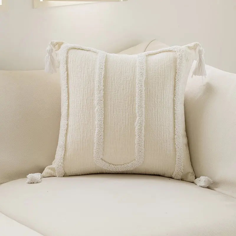 45x45 Boho Chenille Throw Pillow Cover Soft Geometric Cushion Case for Sofa Living Room