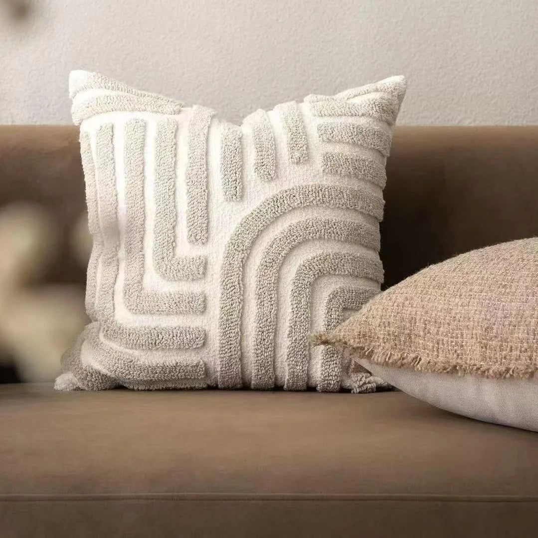45x45 Boho Chenille Throw Pillow Cover Soft Geometric Cushion Case for Sofa Living Room
