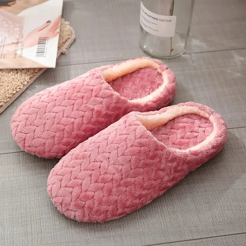 Fluffy Home Slippers Warm Plush Indoor Shoes Non Slip Cozy Winter Slippers Women Men