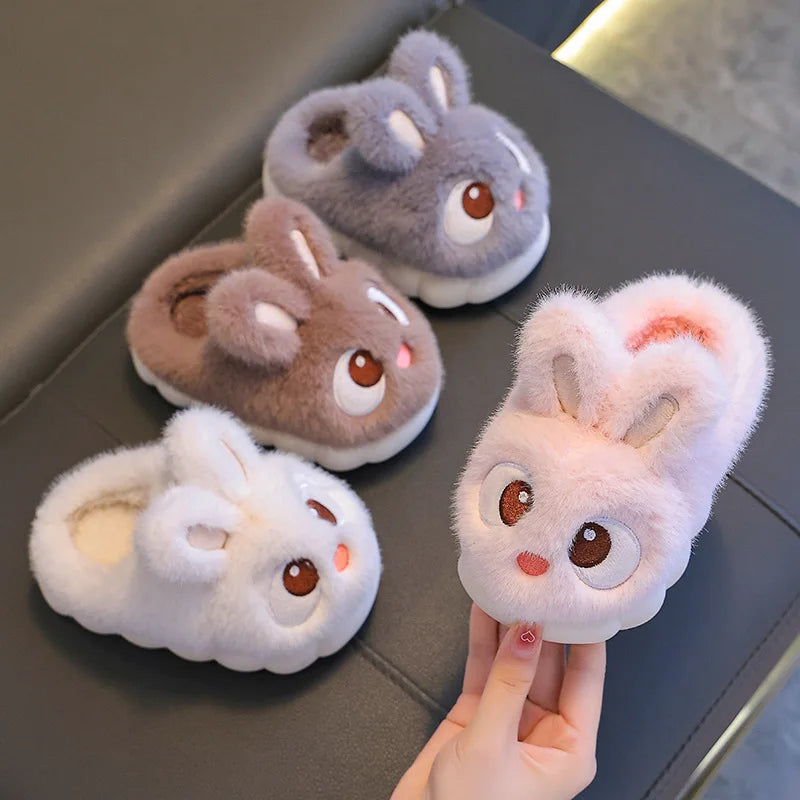 Kids Rabbit Plush Slippers Warm Anti Slip Winter Shoes