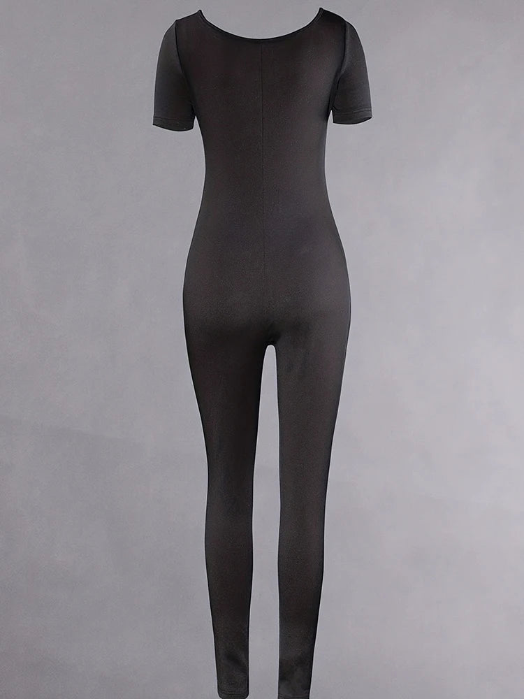 Women Short Sleeve Bodycon Romper Jumpsuit