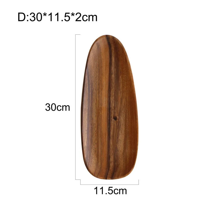 Wood Serving Tray Irregular Oval Plate Fruit Sushi Bread Dish Home Decor