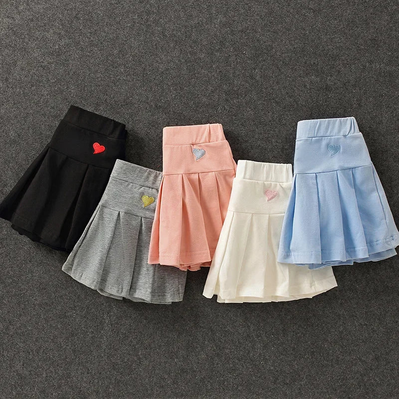 Girls Pleated Culotte Skirt with Safety Shorts