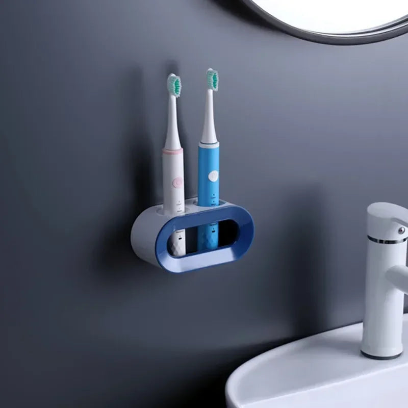 Wall Mounted Toothbrush Holder Self Adhesive Bathroom Organizer Space Saving Rack
