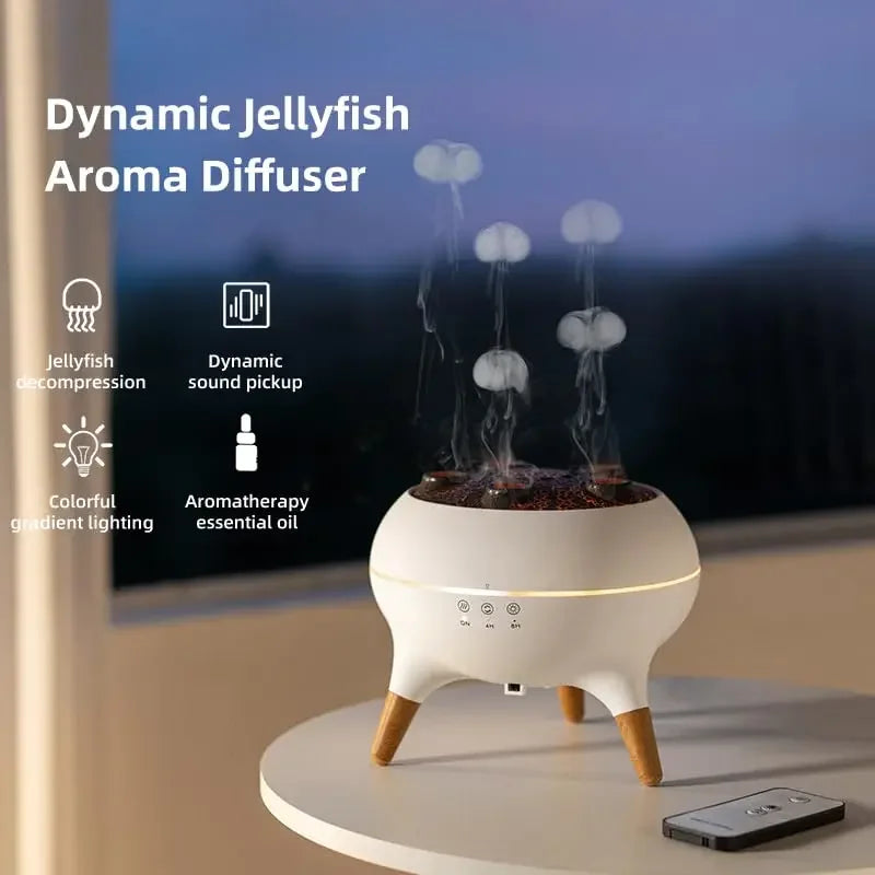 Jellyfish Air Humidifier 250ml Essential Oil Diffuser Remote 7 Color Night Light
