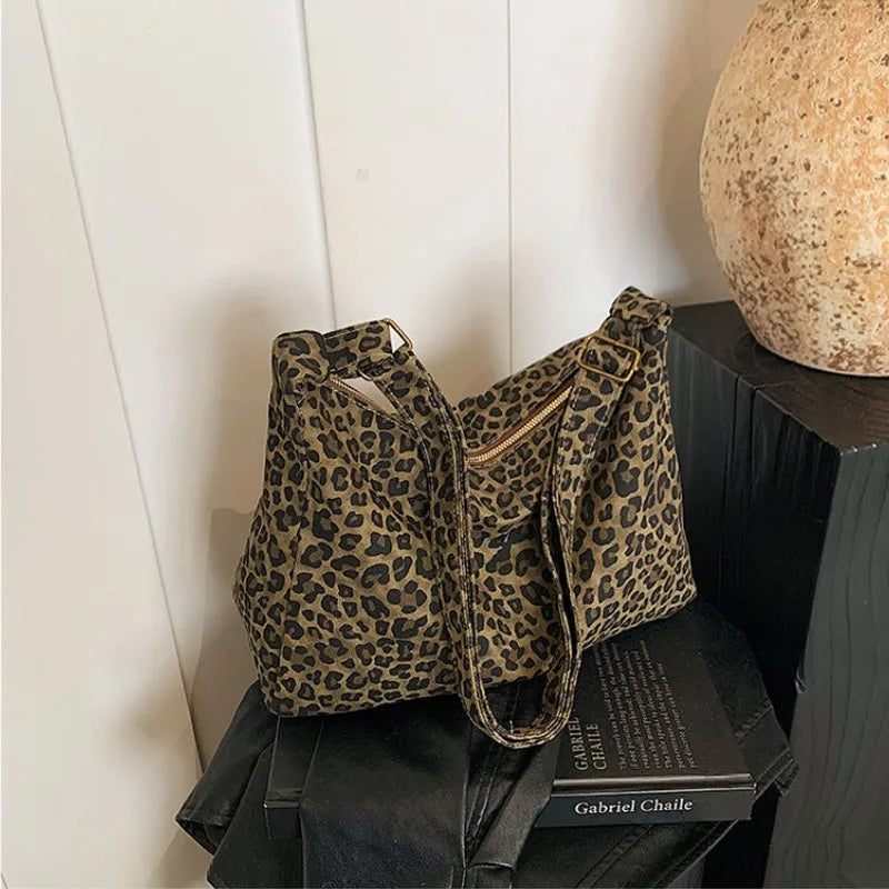 Women Leopard Shoulder Bag Large Capacity Crossbody Tote