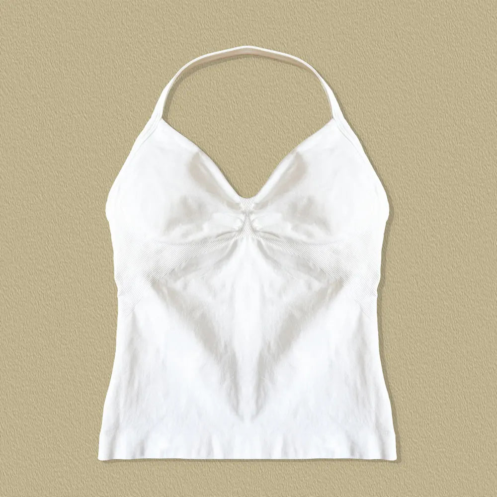Women Yoga Tank Top Strappy Fitness Top Seamless Gym Workout Aesthetic Outfit