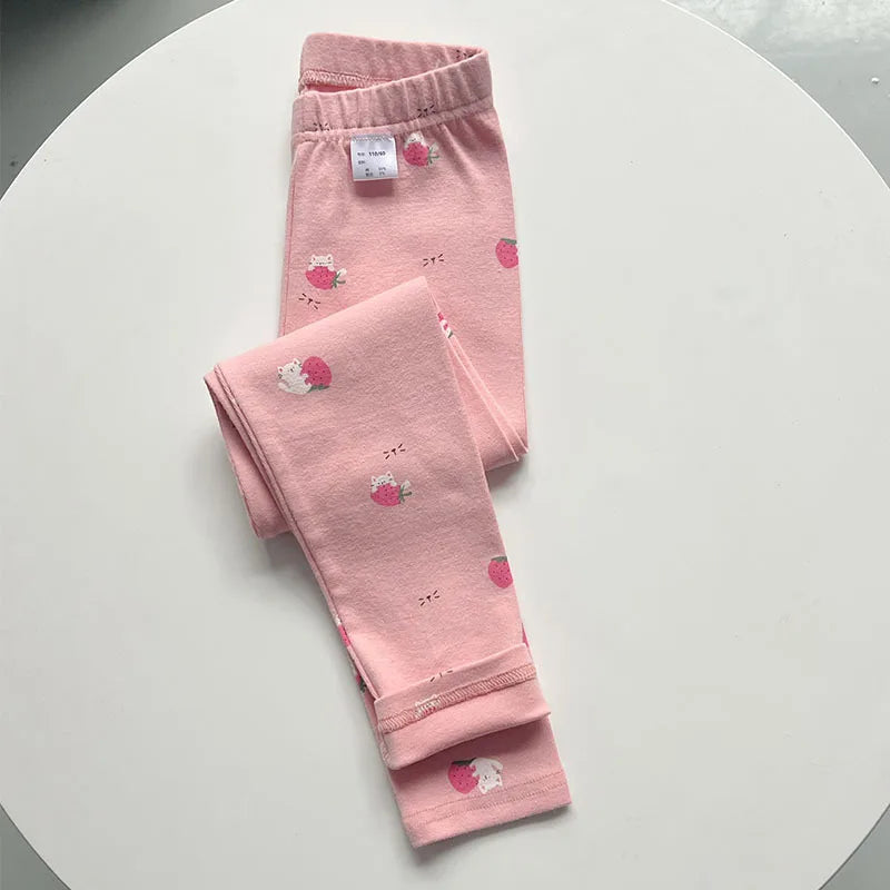 Girls Thick Cotton Winter Leggings Elastic Slim Fit Kids Pants