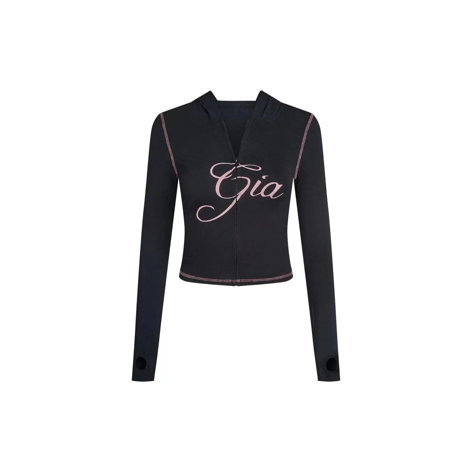 Women Zip Up Long Sleeve Spring Top with Low Waist Flared Pants Two Piece Outfit