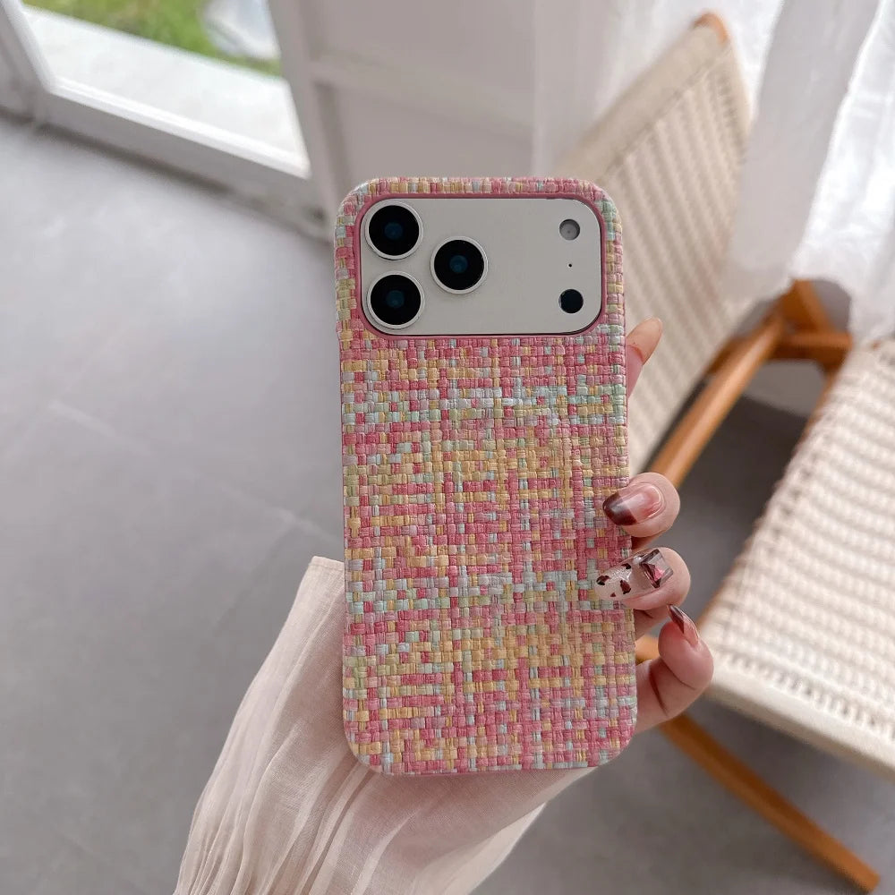 Frosted Leather Woven Pattern Magnetic iPhone Case