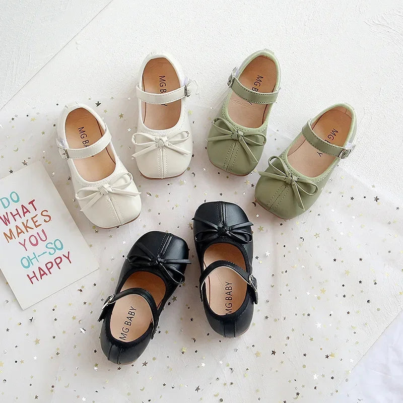 Baby Girls Mary Jane Flats Butterfly PU Leather Shoes for Kids