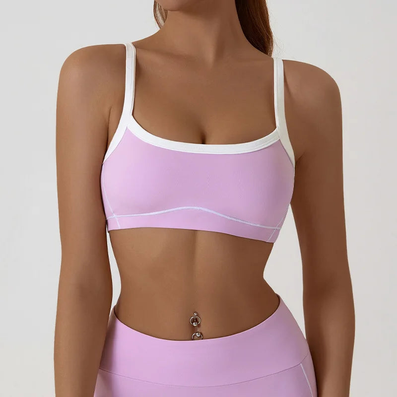 Women Sports Bra Shockproof Push Up Yoga Gym Bra Breathable Fitness Workout Top