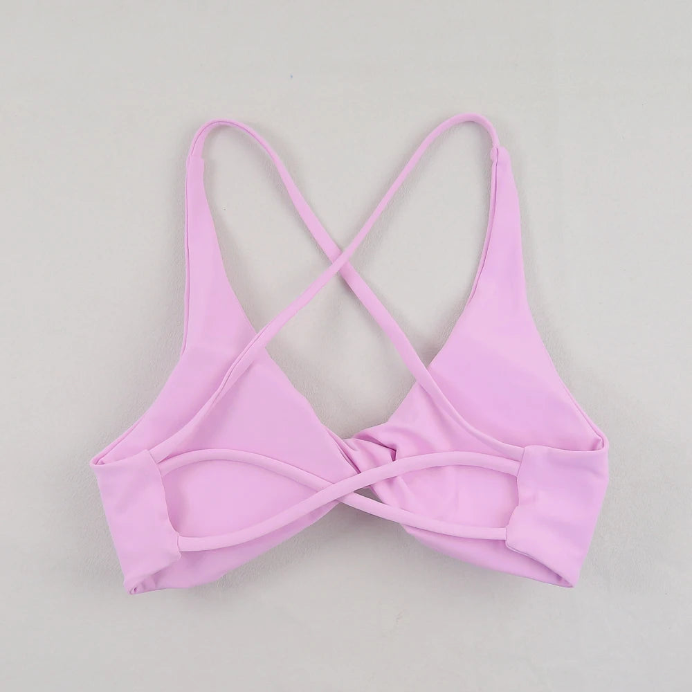 Women Strappy Cross Back Sports Bra Seamless Yoga Gym Fitness Top