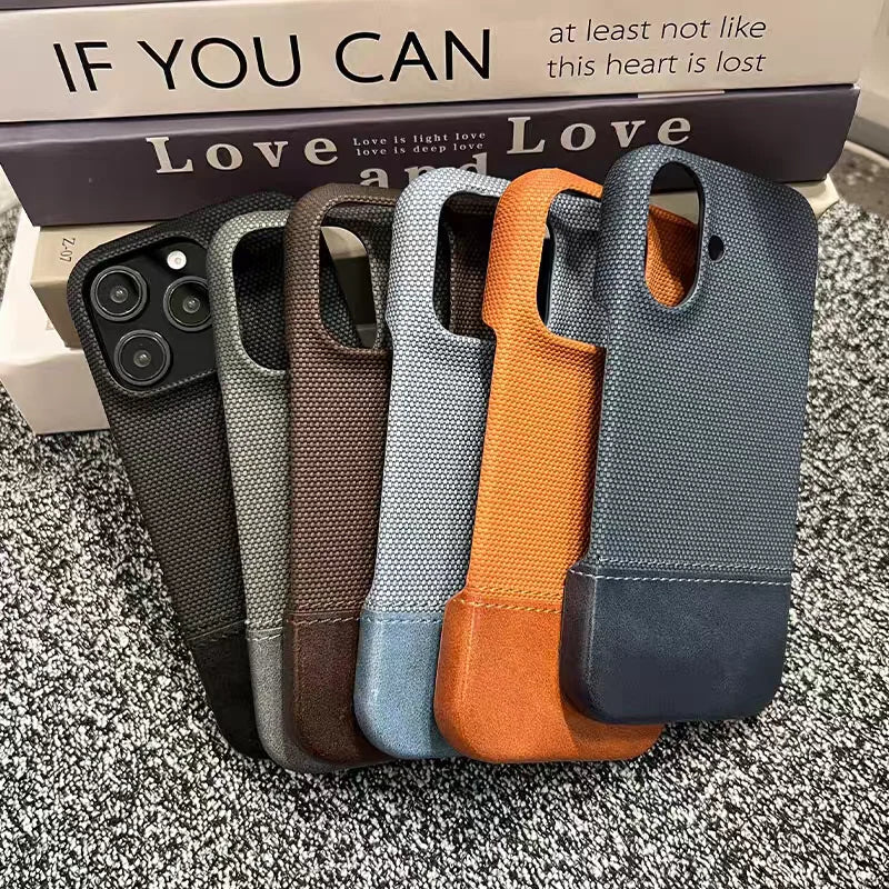 Business Splice Leather Nylon Fabric iPhone Case