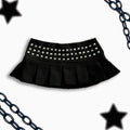 Women Y2K Gothic Studded Pleated Mini Skirt Punk Rivet Hot Girl Skirt