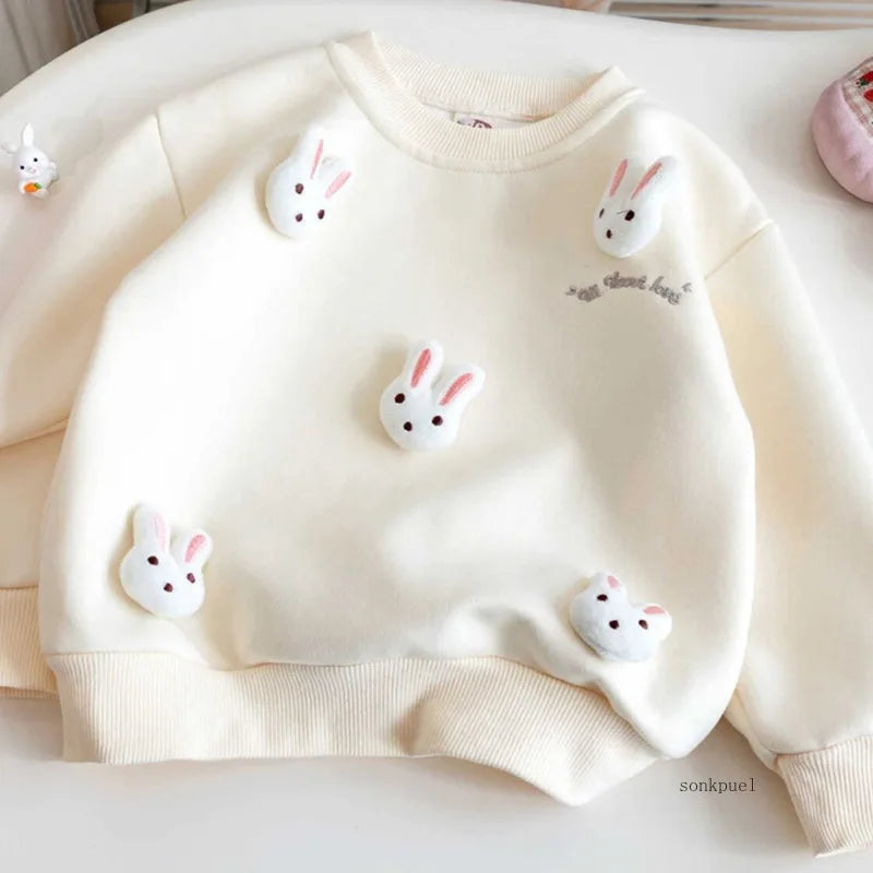 Girls Rabbit Pullover Sweatshirt Cute 3D Cartoon Spring Autumn Top