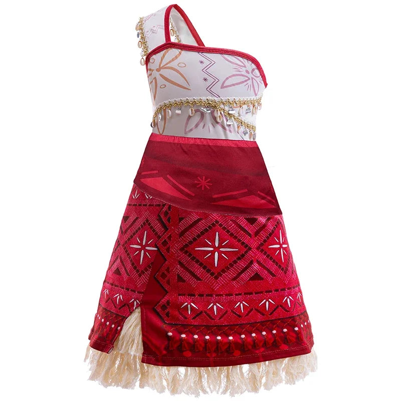 Girls Moana 2 Adventure Princess Costume Dress Halloween Outfit Vaiana Pet Pig Set