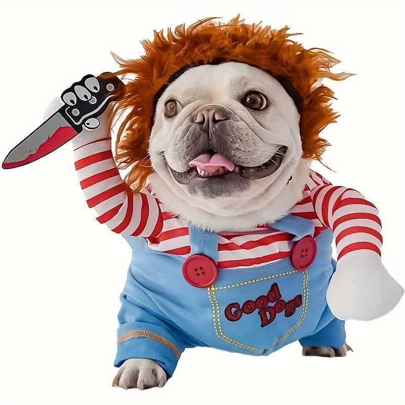 Halloween Funny Doll Pet Costume with Wig for Dogs and Cats