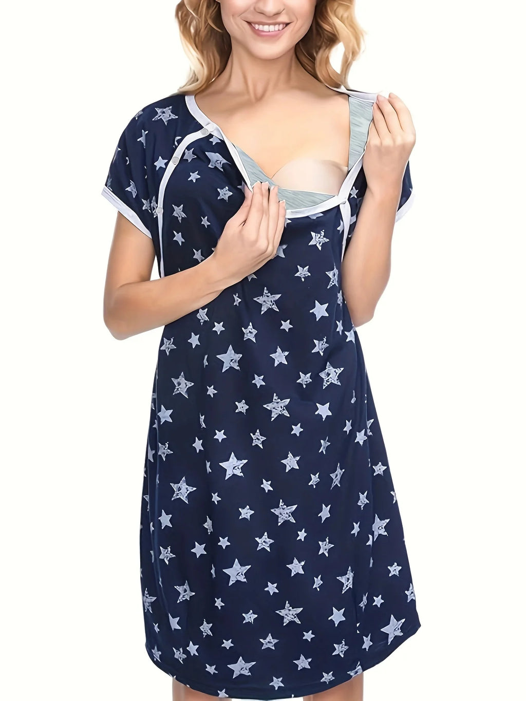 3 in 1 Maternity Nursing Nightgown Labor Delivery Breastfeeding Sleep Dress