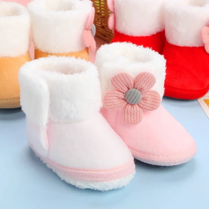 Newborn Baby Snow Boots Soft Warm Pom Pom Winter Booties