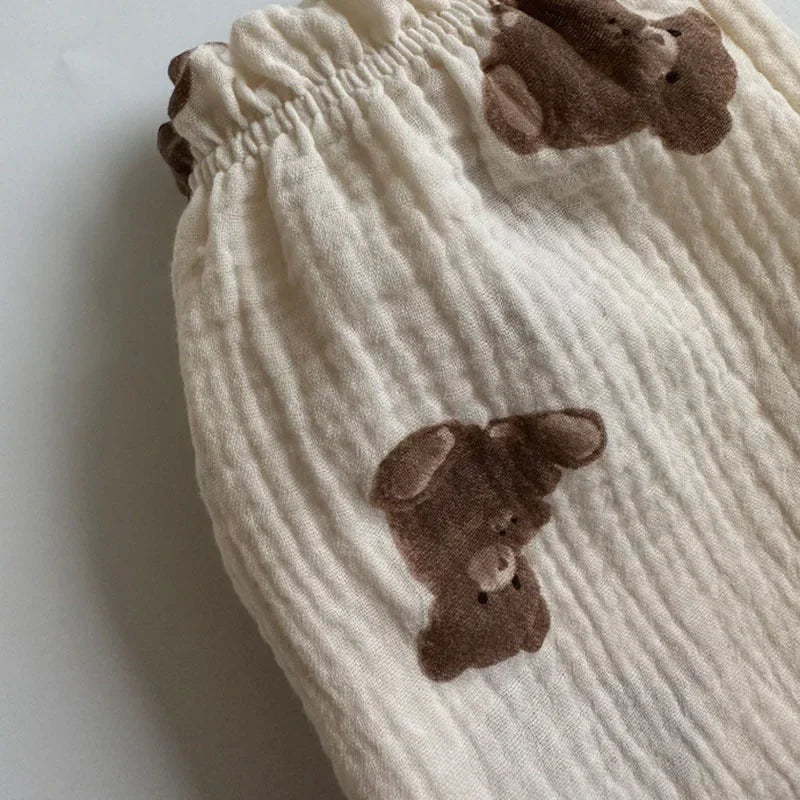 Organic Cotton Baby Muslin Pants Soft Print Newborn Toddler Capris