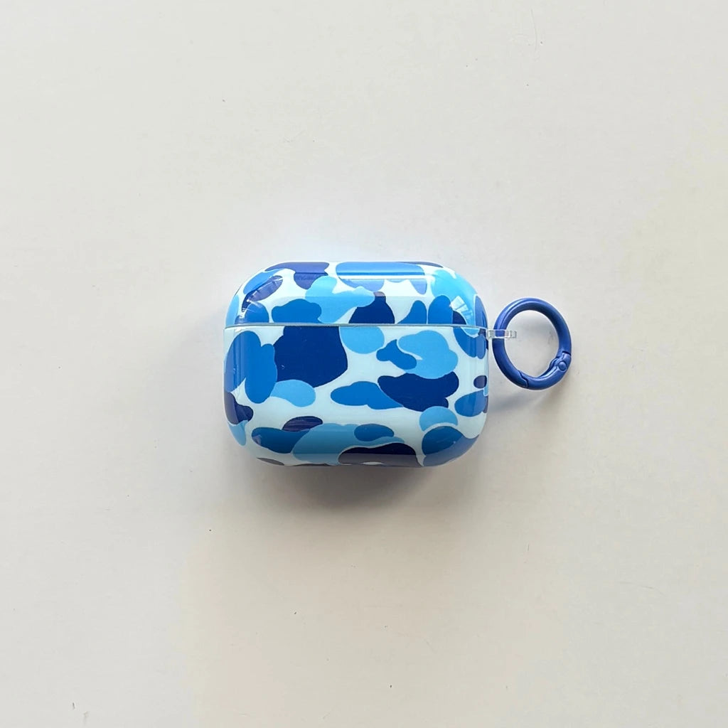 Camouflage Color Collision Stylish AirPods Earphone Case Cover with Hook
