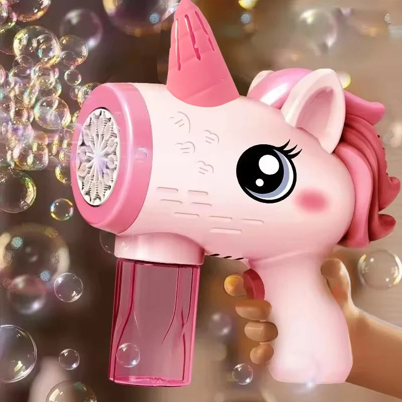 Unicorn Bubble Gun Automatic Bubble Blower Toy Electric Bubble Machine Kids Outdoor Party Soap Bubble Maker