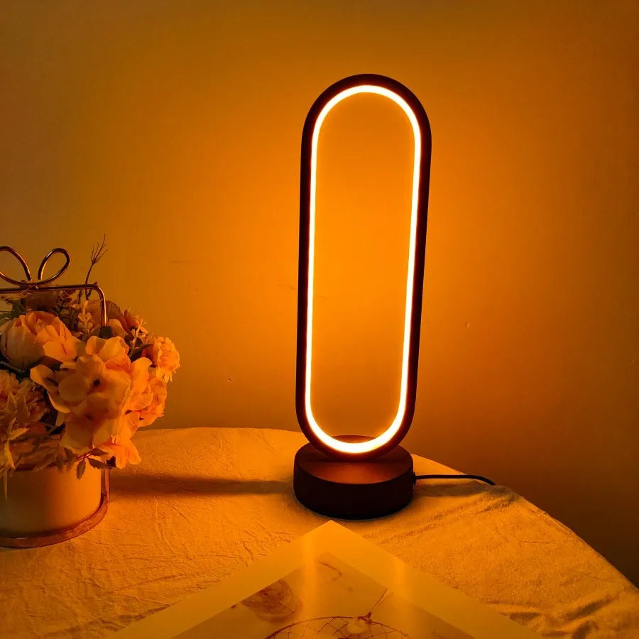 LED Ring Table Lamp 3 Color Dimmable Bedside Night Light for Bedroom Living Room