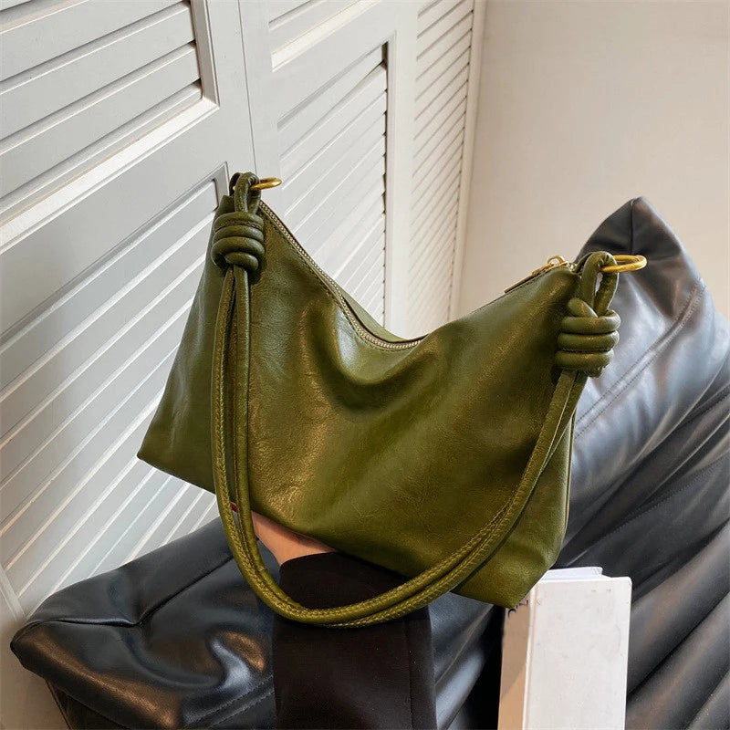 Women Soft Leather Shoulder Bag Geometric Crossbody High End Fashion Handbag