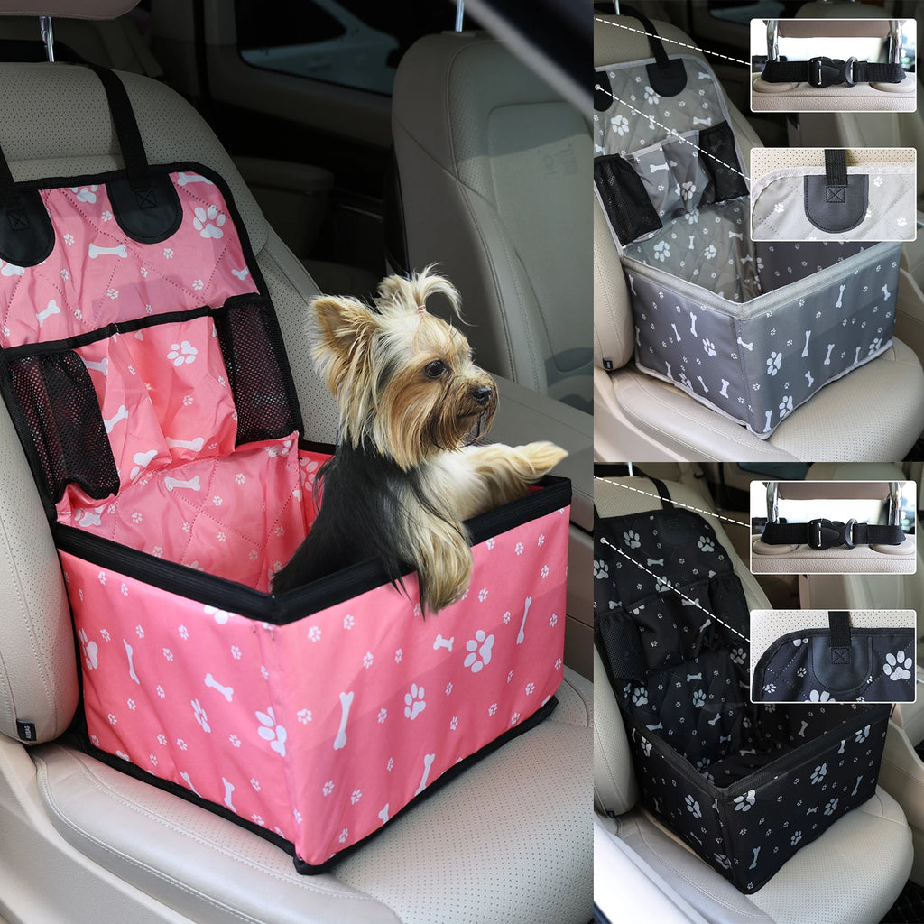 Dog Car Seat with Storage Pockets Non Slip Portable Travel Seat for Small Dogs