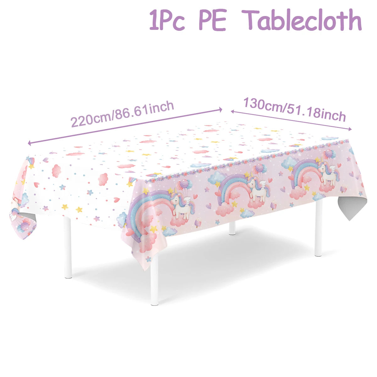 Rainbow Unicorn Tablecloth Birthday Party Decorations Waterproof PE Table Cover Kids Unicorn Theme Party Supplies