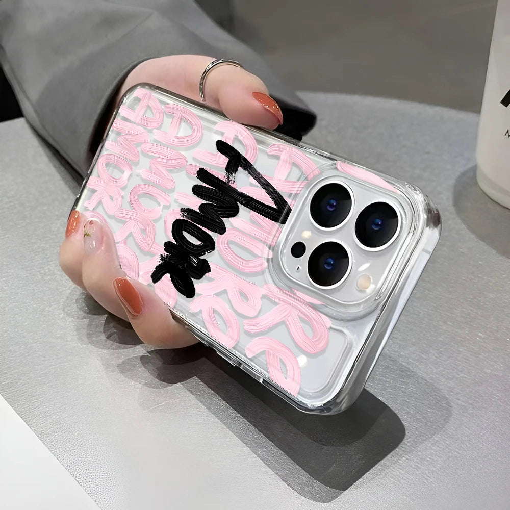 Amore Love Pink Letter Silicone iPhone Case