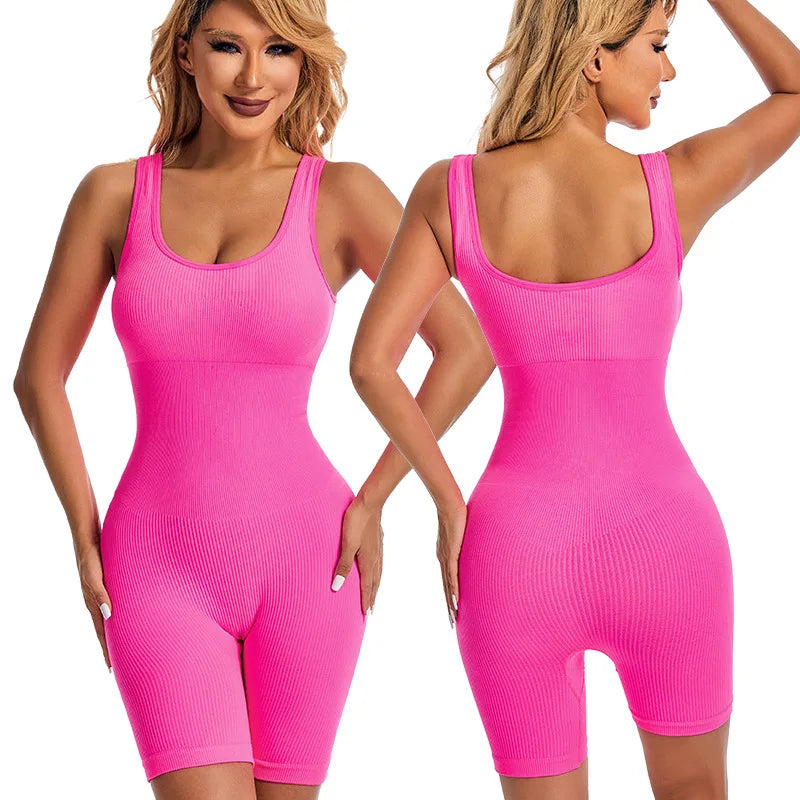 Women Seamless Gym Jumpsuit Short One Piece Fitness Romper Bodycon Workout Outfit