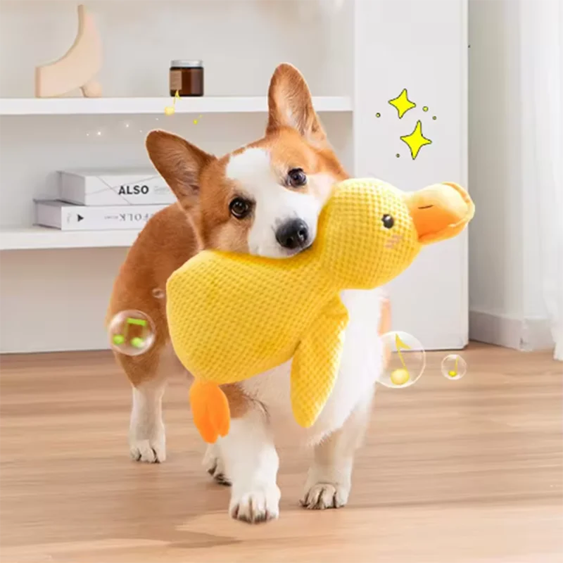 Duck Plush Dog Toy – Interactive Squeaky Chew Toy for Bored Dogs & Puppies