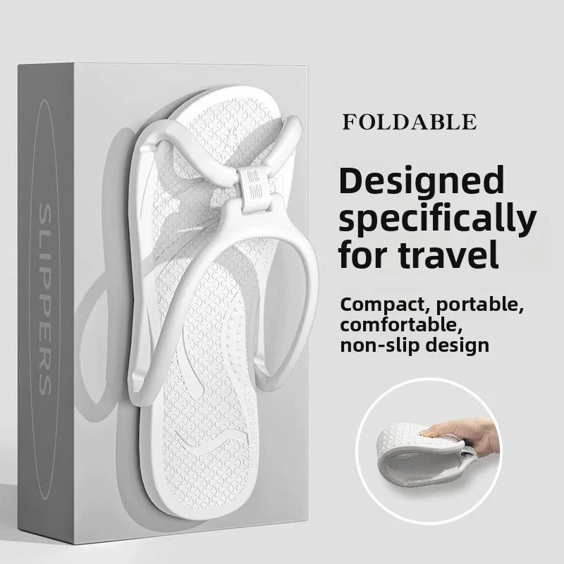 Foldable Travel Slippers Portable Flip Flops Compact Lightweight Non Slip Indoor Outdoor Sandals