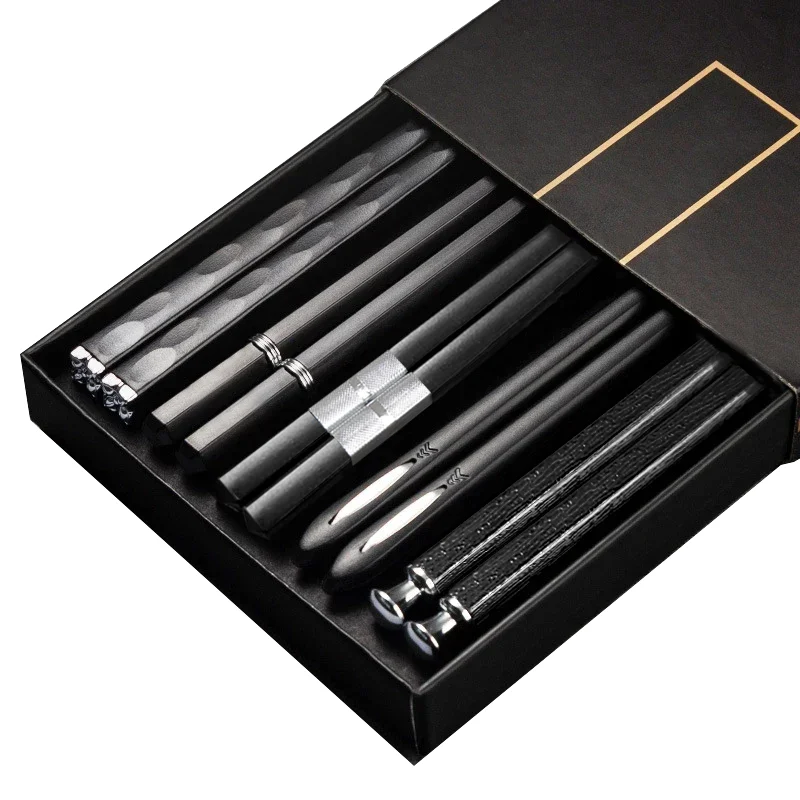 5 Pairs Japanese Non Slip Chopsticks Reusable Sushi Chopsticks Set for Home Restaurant and Hotel