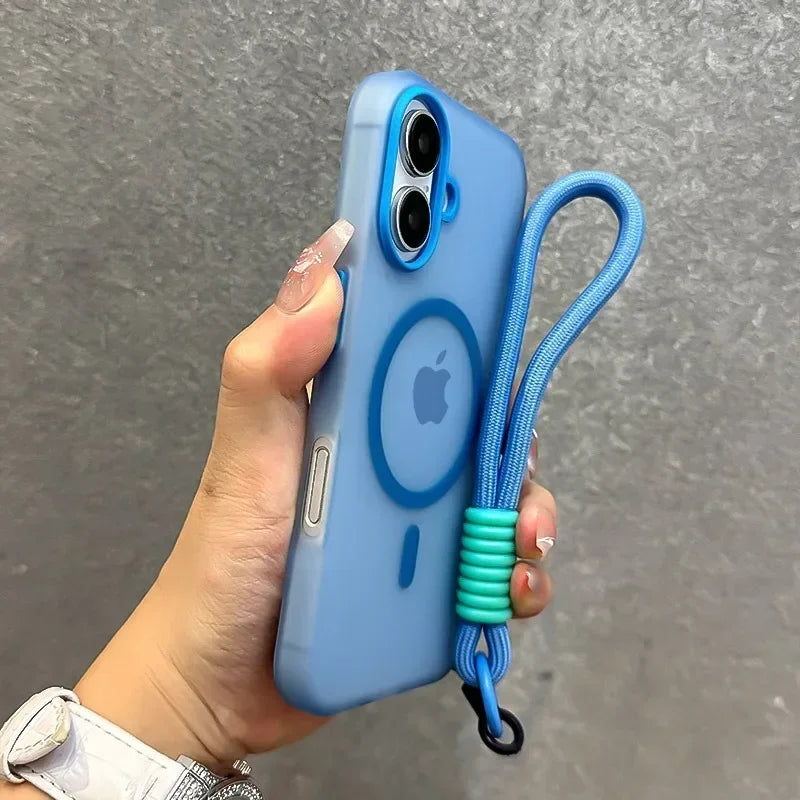 Magnetic Matte iPhone Case with Wrist Strap