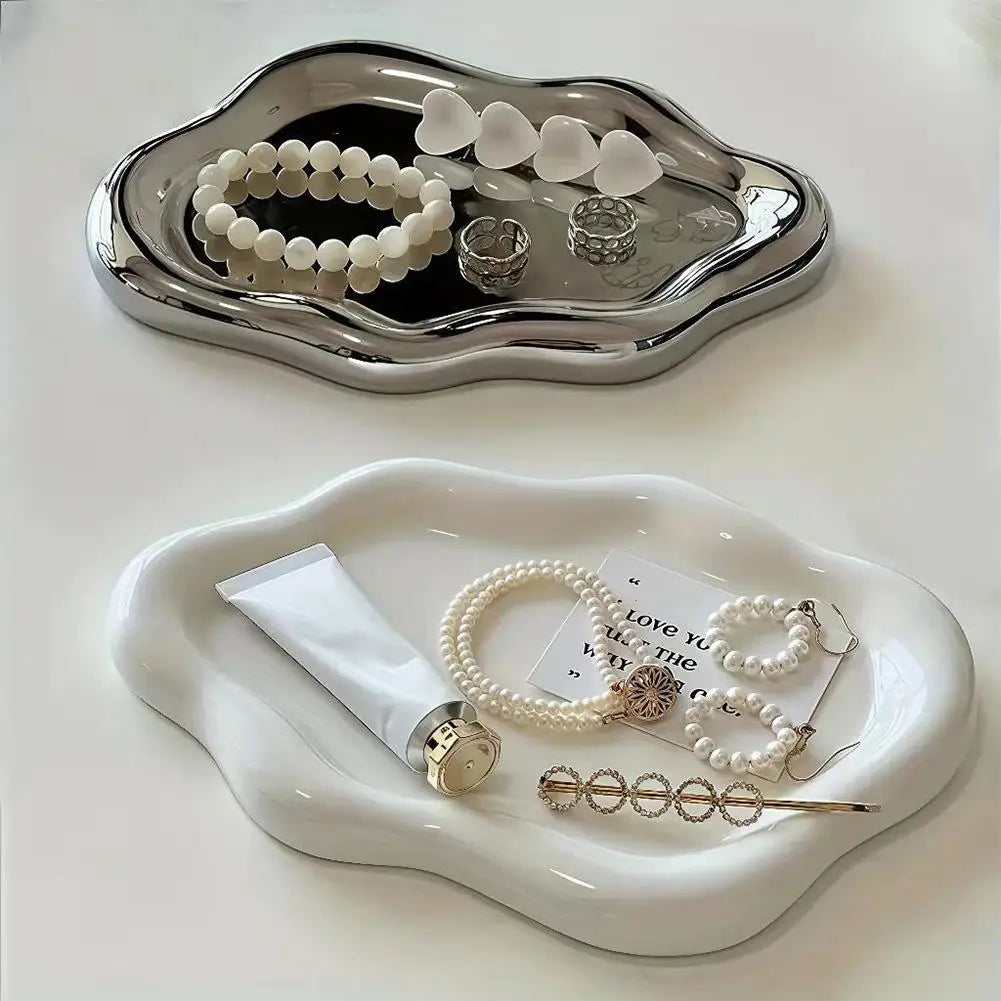 Cloud Shape Jewelry Tray Electroplated Display Plate for Earrings Rings Decor