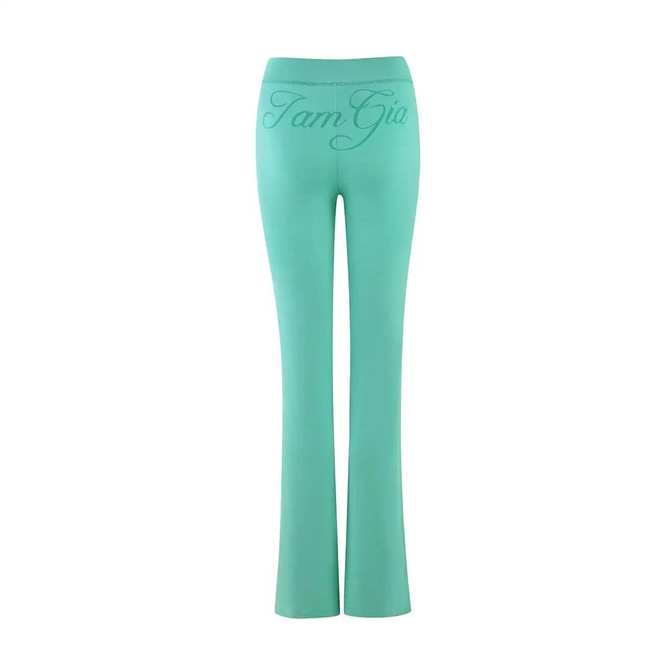 Women Zip Up Long Sleeve Spring Top with Low Waist Flared Pants Two Piece Outfit