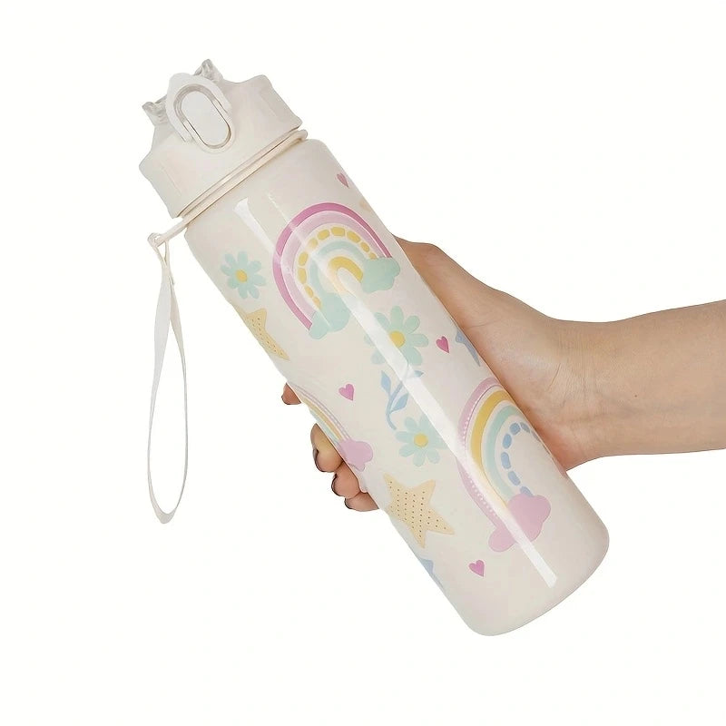 Cute Cartoon Water Bottle 750ml – Kids Leakproof Drinking Bottle with Straw for School, Travel & Gifts