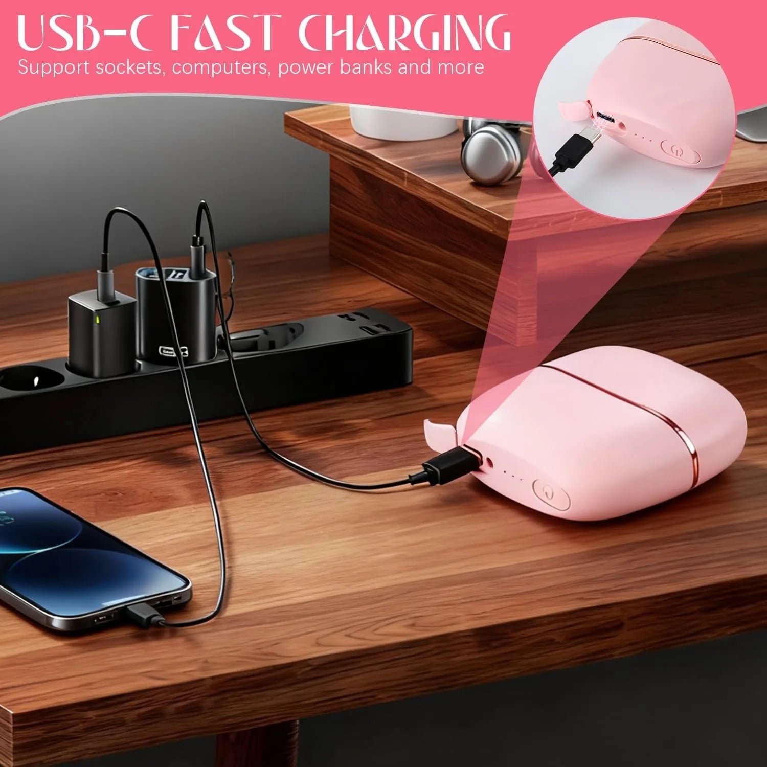 Mini Rechargeable Hair Straightener Brush 3 Speed Temp Portable Travel Styling Tool